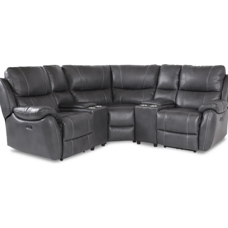 Enjoy Hollywood Biosoffa (hörnsoffa) - 3-sits (el) i grått konstskinn