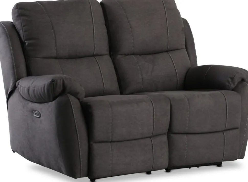 Enjoy Hollywood reclinersoffa - 2-sits (el) i antracit microfibertyg + Textilrengöring för möbler
