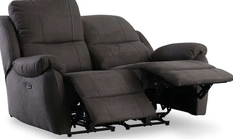 Enjoy Hollywood reclinersoffa - 2-sits (el) i antracit microfibertyg + Textilrengöring för möbler