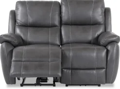 Enjoy Hollywood reclinersoffa (Biosoffa) - 2-sits (el) i i grått konstskinn + Möbeltassar