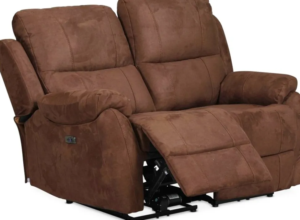 Enjoy Hollywood reclinersoffa - 2-sits (el) i brunt microfibertyg