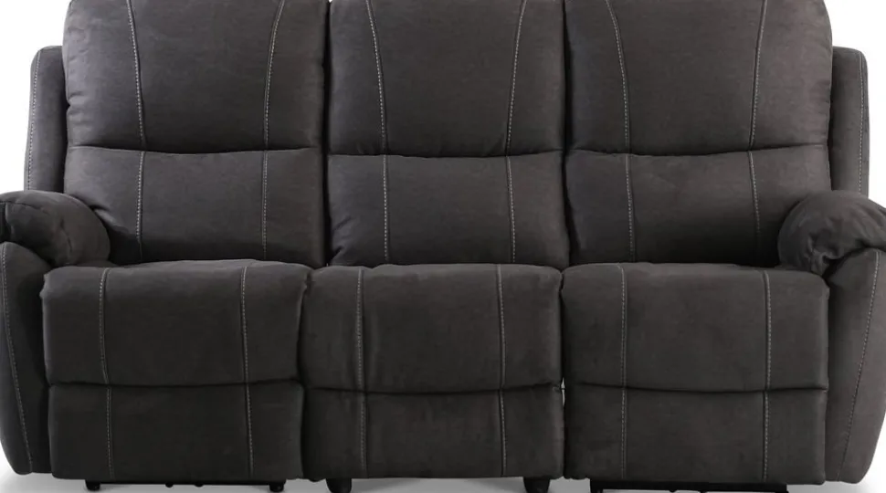 Enjoy Hollywood reclinersoffa - 3-sits (el) i antracit microfibertyg