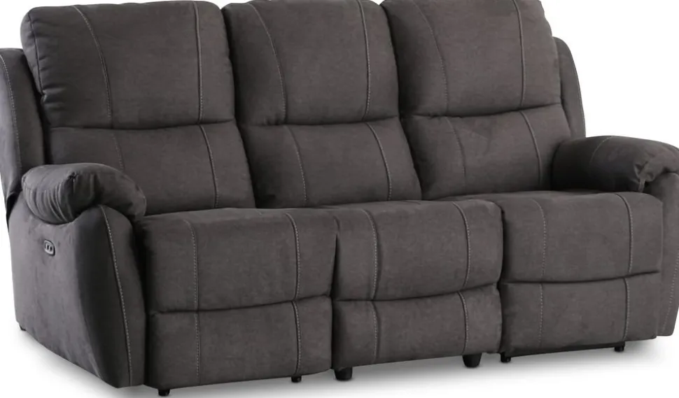 Enjoy Hollywood reclinersoffa - 3-sits (el) i antracit microfibertyg