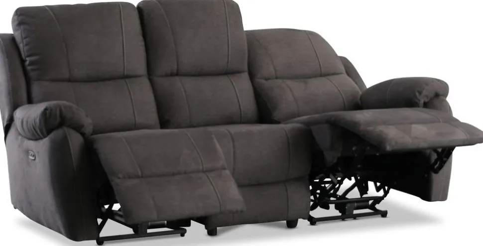 Enjoy Hollywood reclinersoffa - 3-sits (el) i antracit microfibertyg