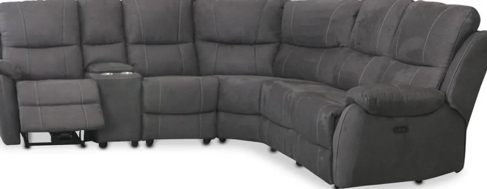 Enjoy recliner-hörnsoffa - 4-sits (el) i antracit microfibertyg (modell V)