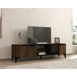 Erem TV-bänk - Valnöt/svart