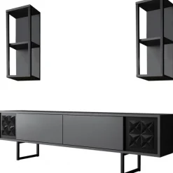 Erki TV-bänk - Antracit/svart