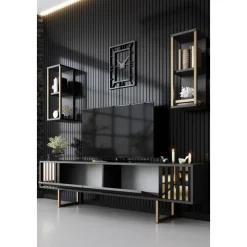 Erki TV-bänk - Antracit/svart