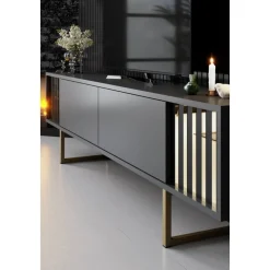 Erki TV-bänk - Antracit/svart