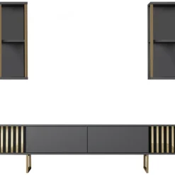 Erki TV-bänk - Antracit/svart