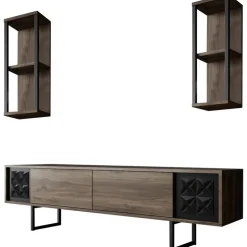 Erki TV-bänk - Valnöt/svart