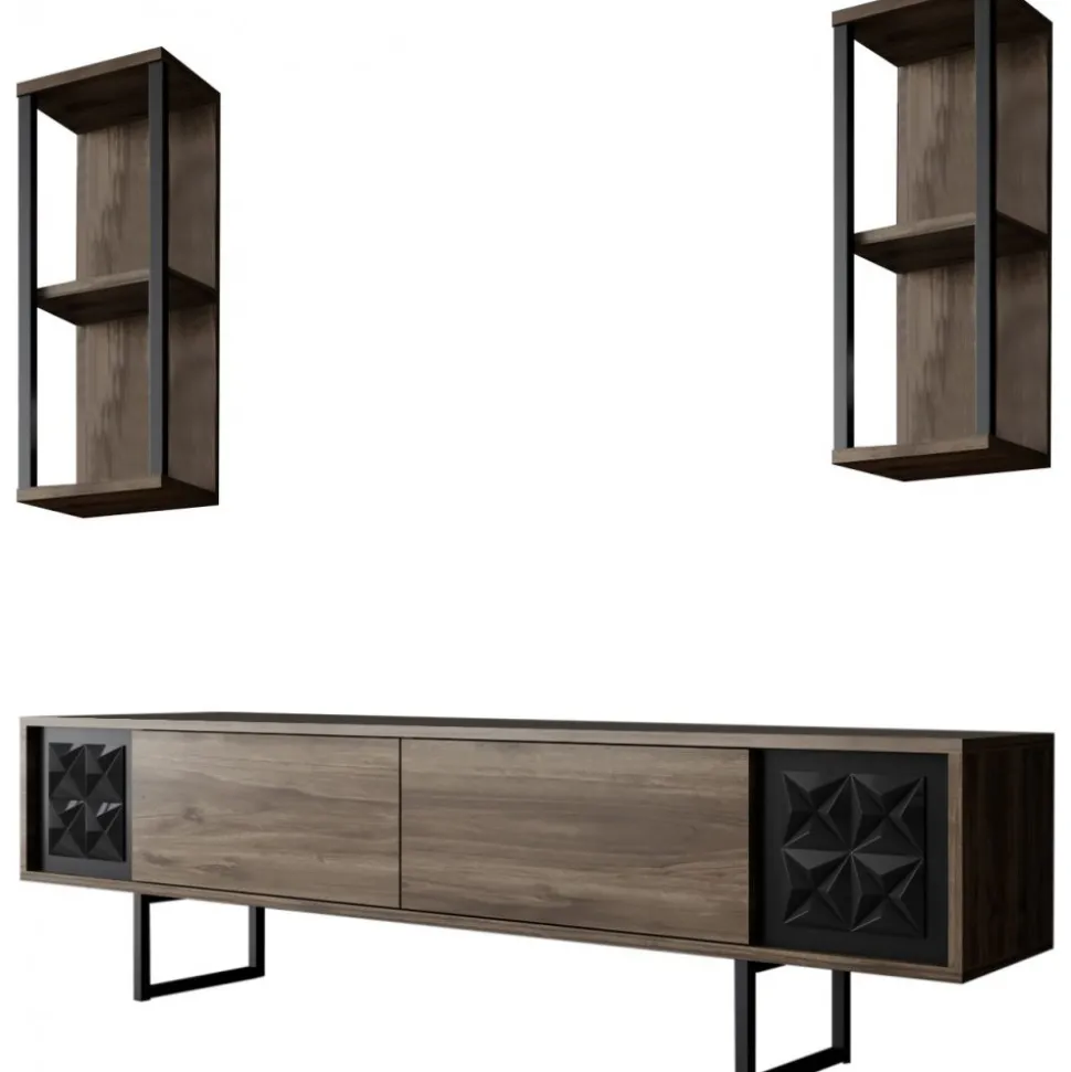 Erki TV-bänk - Valnöt/svart