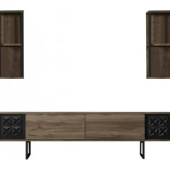 Erki TV-bänk - Valnöt/svart