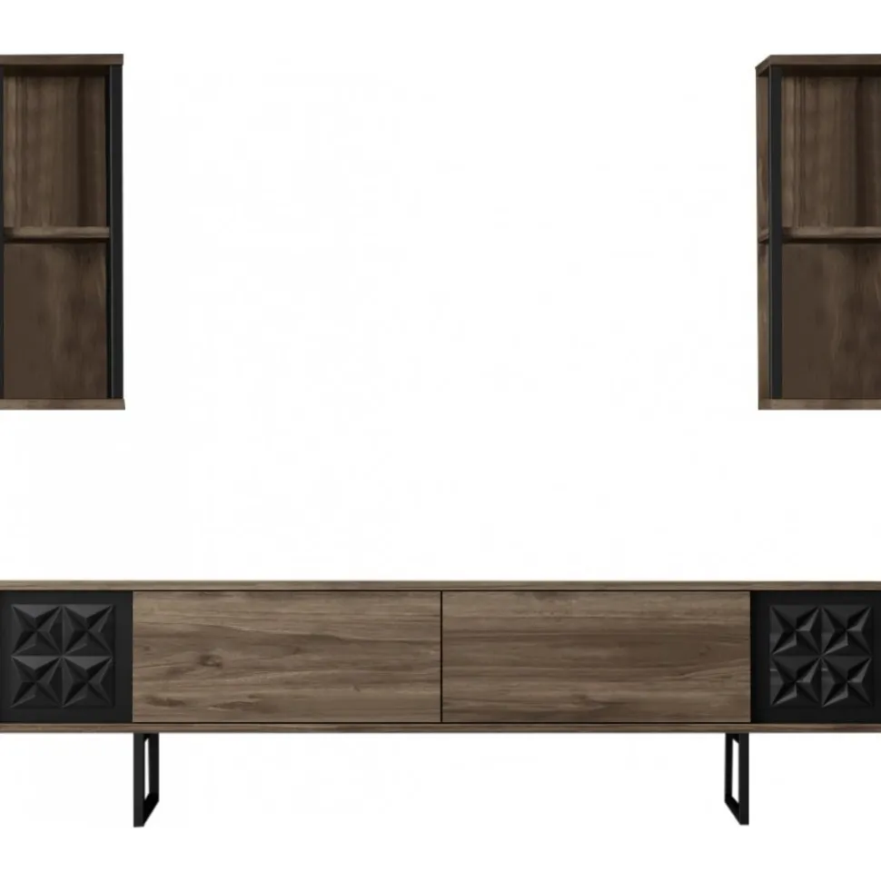 Erki TV-bänk - Valnöt/svart