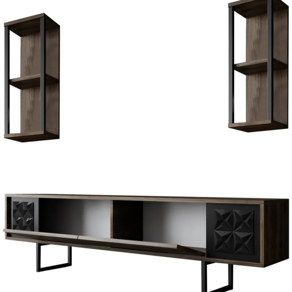 Erki TV-bänk - Valnöt/svart