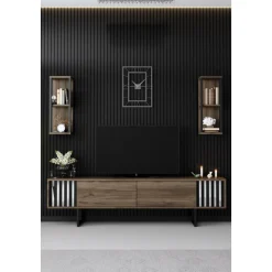 Erki TV-bänk - Valnöt/svart