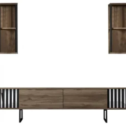 Erki TV-bänk - Valnöt/svart