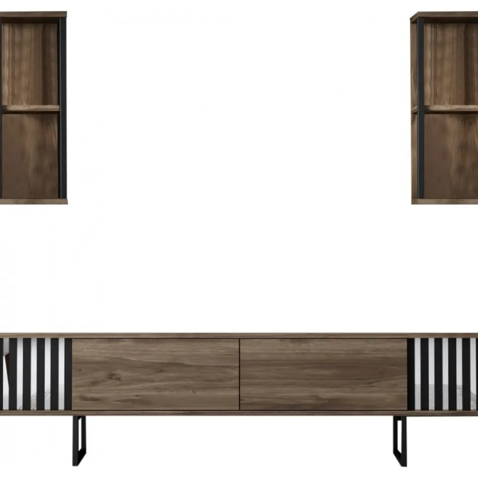 Erki TV-bänk - Valnöt/svart