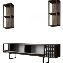 Erki TV-bänk - Valnöt/svart