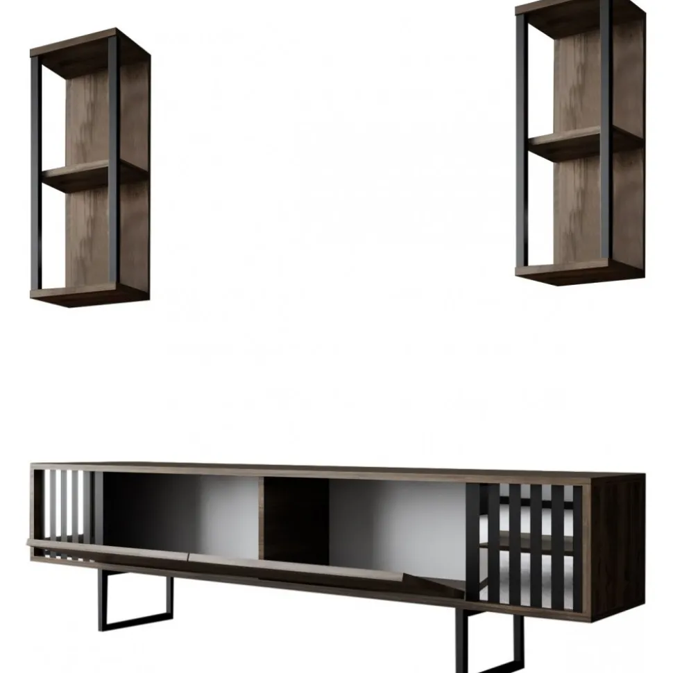 Erki TV-bänk - Valnöt/svart