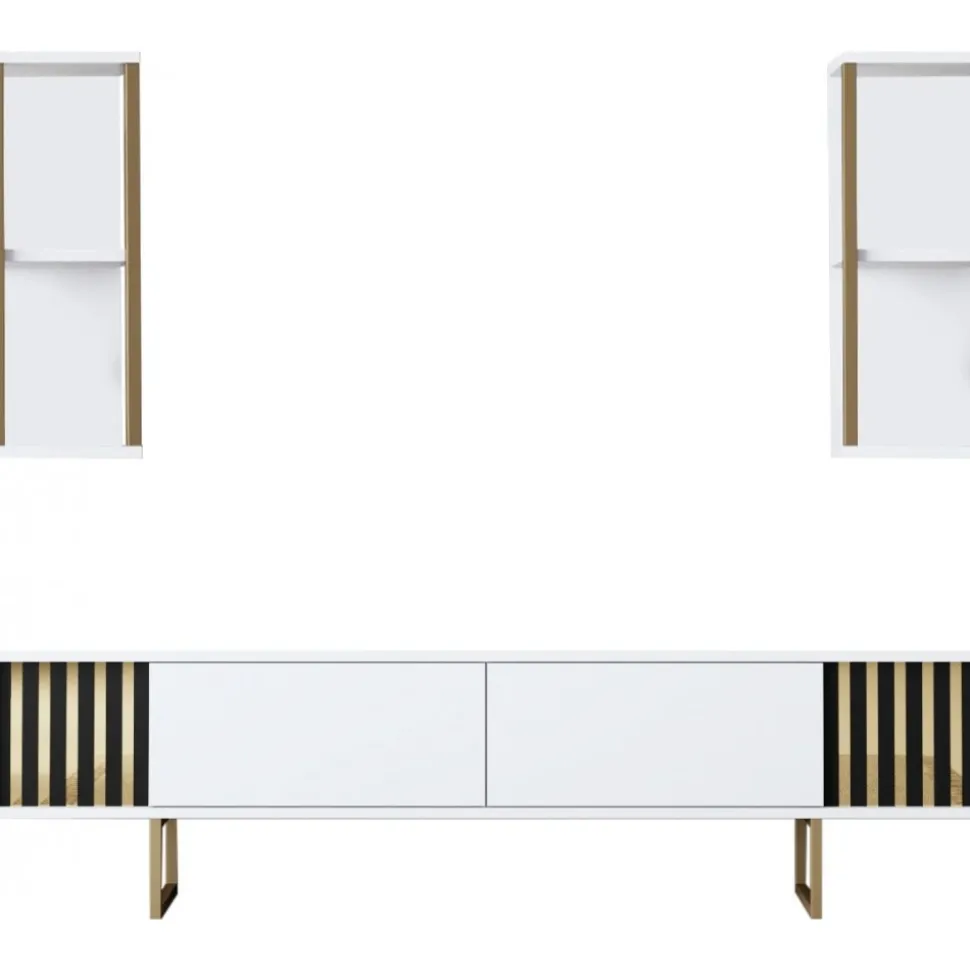 Erki TV-bänk - Vit/svart