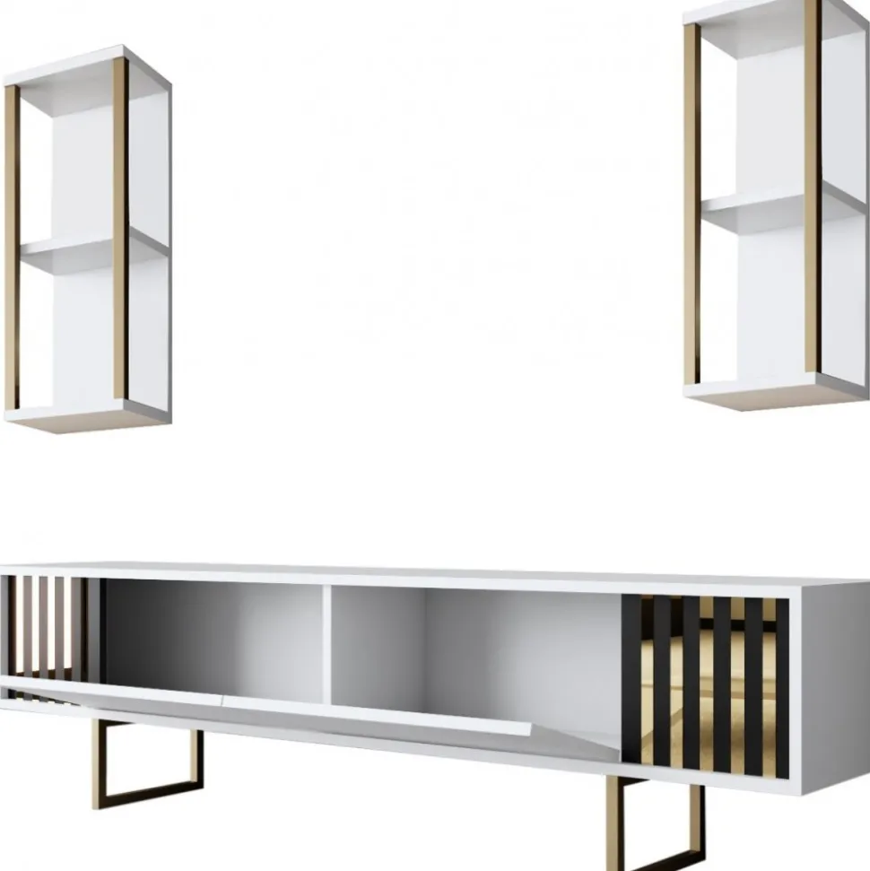 Erki TV-bänk - Vit/svart