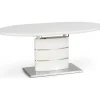 Evangeline ovalt förlängningsbart matbord i vit högglans / Krom