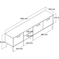 Exxen TV-bänk 180 cm - Ek/vit