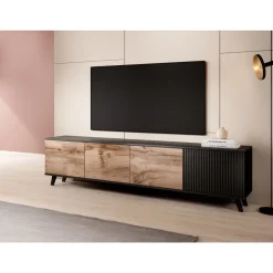 Fate TV-bänk 200 cm - Wotan ek/svart