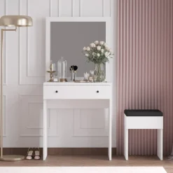 Felix sminkbord med sittpall 65 x 35 cm - Vit