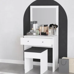Felix sminkbord med sittpall 65 x 35 cm - Vit