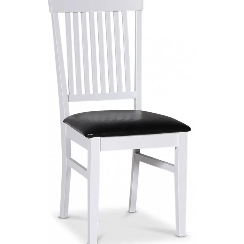 Fitchburg matgrupp; runt matbord 106 /141 cm - Vit / oljad ek med 4 st Fårö stolar med sits i svart PU