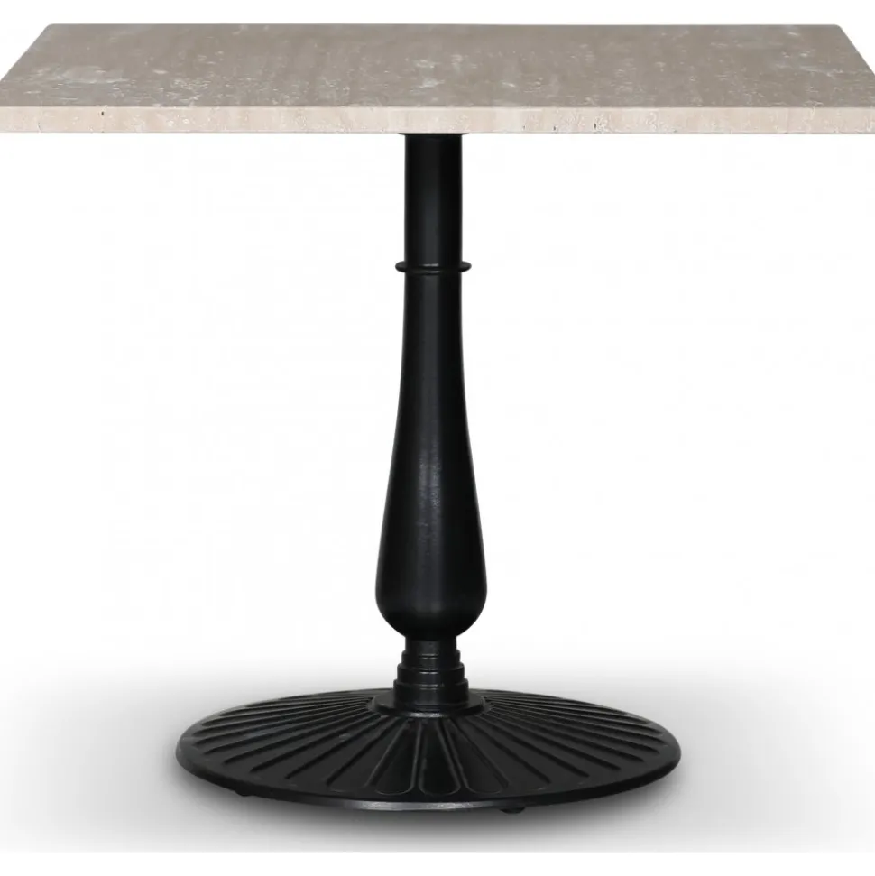Flair matbord 90x90 cm - Svart Mystery E100 fot / Travertin sten