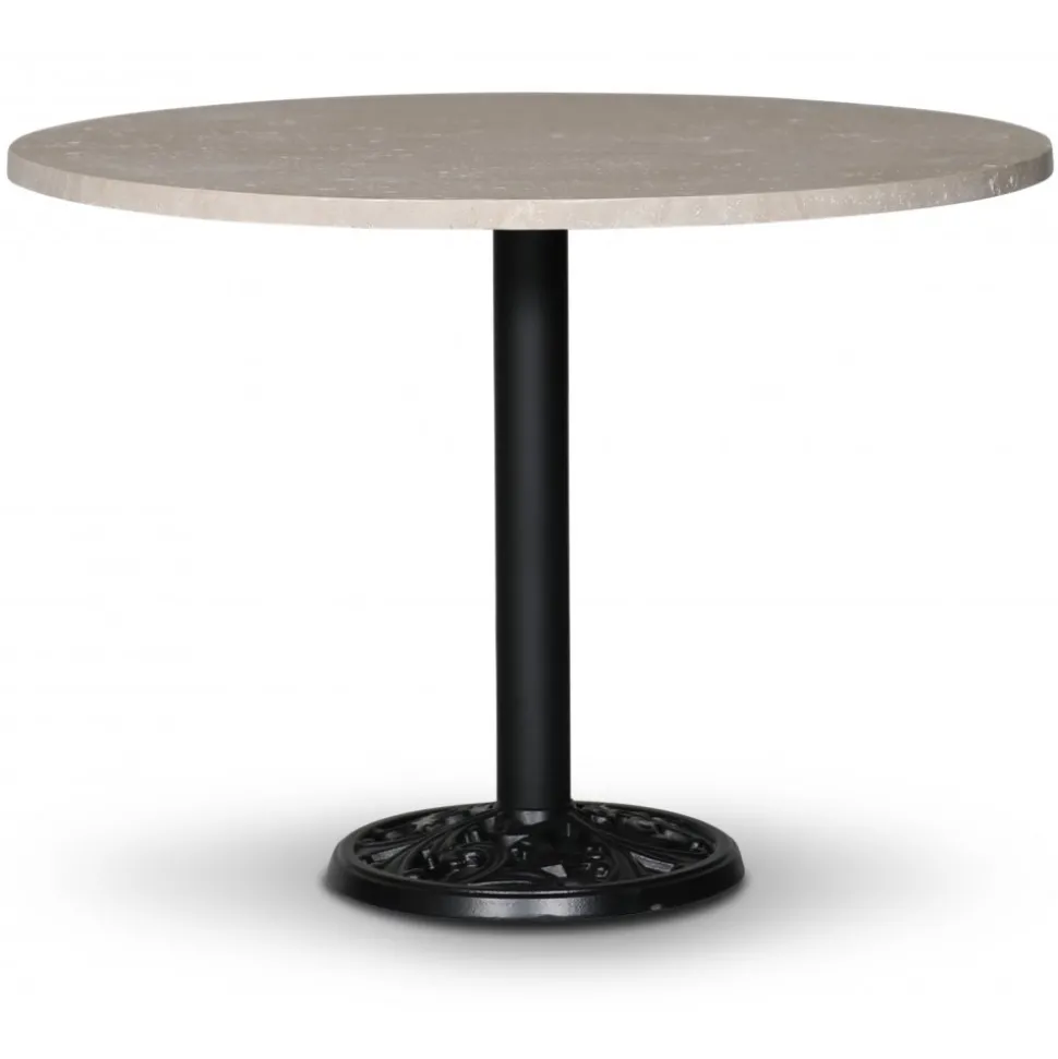 Flair runt matbord Ø105 cm - Svart Mystery E84 fot / Travertin sten