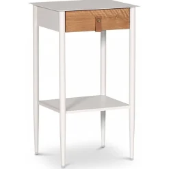 Flash sängbord - Vit/oljad ek + Textilrengöring för möbler