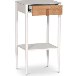 Flash sängbord - Vit/oljad ek + Textilrengöring för möbler