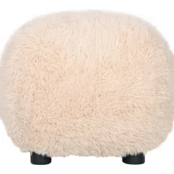 Fluffy sittpuff i beige hårigt tyg
