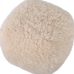 Fluffy sittpuff i beige hårigt tyg