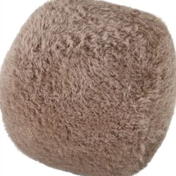 Fluffy sittpuff i brungrått hårigt tyg