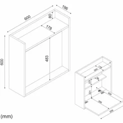 Fold skrivbordshylla - Vit/valnöt