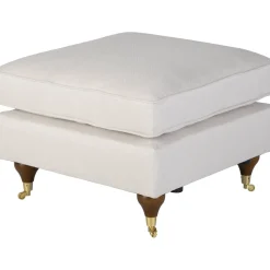 Fotpall Howard i beige tyg - Watford Deluxe + Möbeltassar