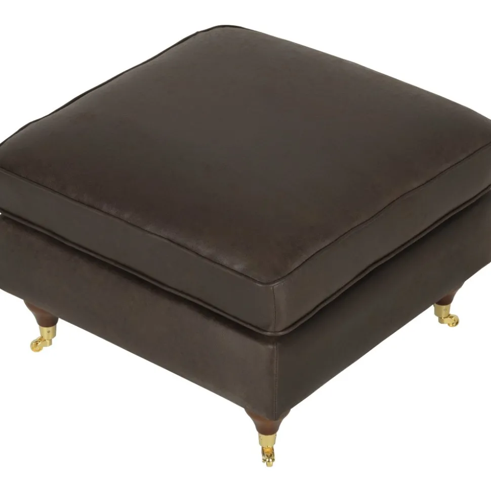 Fotpall i vintagebrunt konstläder - Howard watford