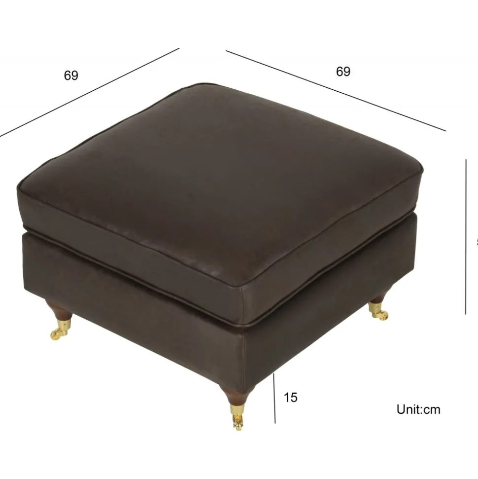 Fotpall i vintagebrunt konstläder - Howard watford
