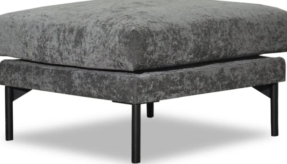 Fotpall 70x60 cm - Grå chenille