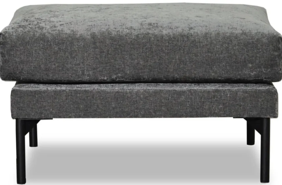 Fotpall 70x60 cm - Grå chenille