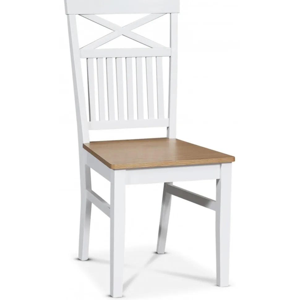 Fårö matgrupp 140 cm inklusive 4 st stolar med kryss - Ek/vit + 3.00 x Möbeltassar