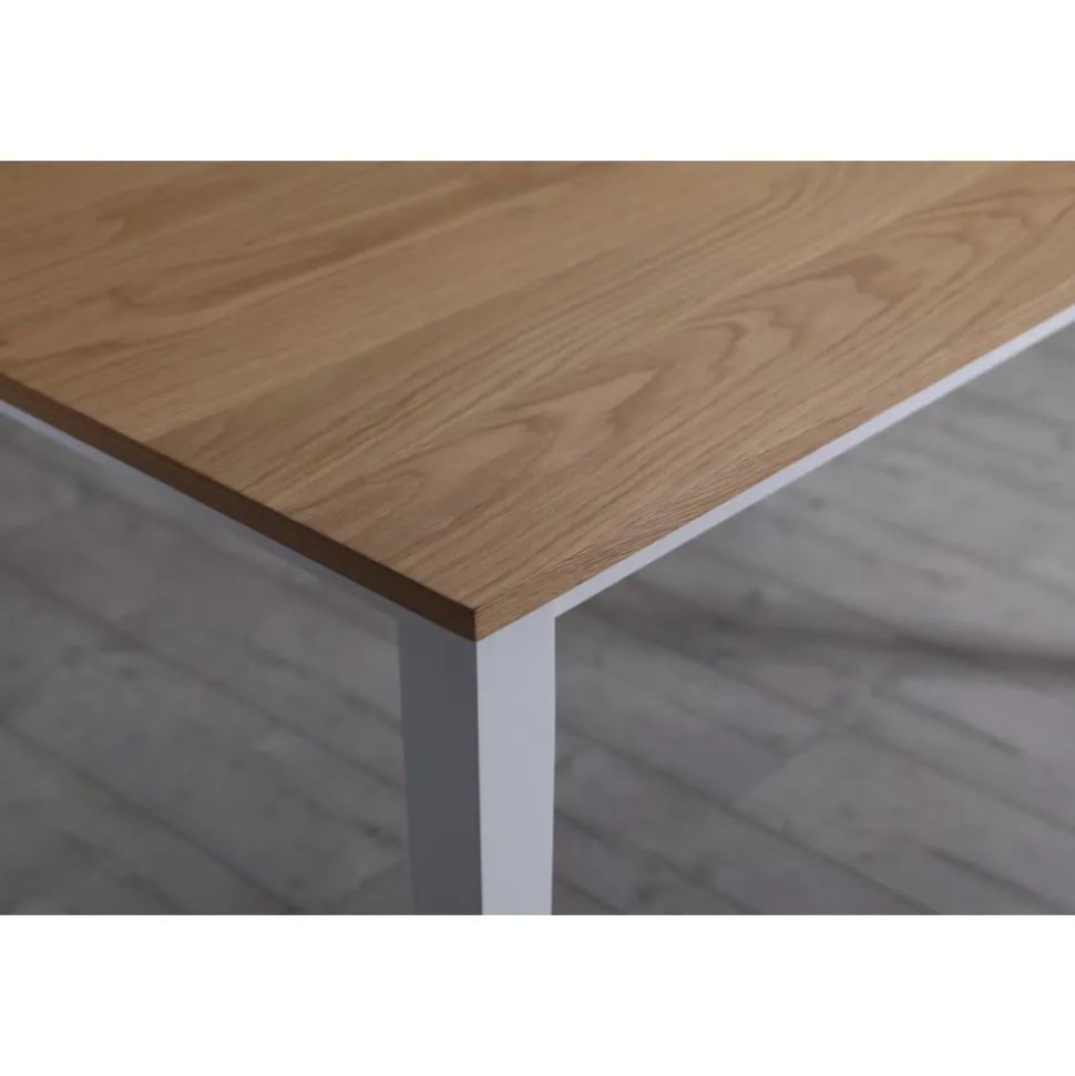 Fårö matgrupp 140 cm inklusive 4 st stolar med kryss - Ek/vit + 4.00 x Stolsdyna