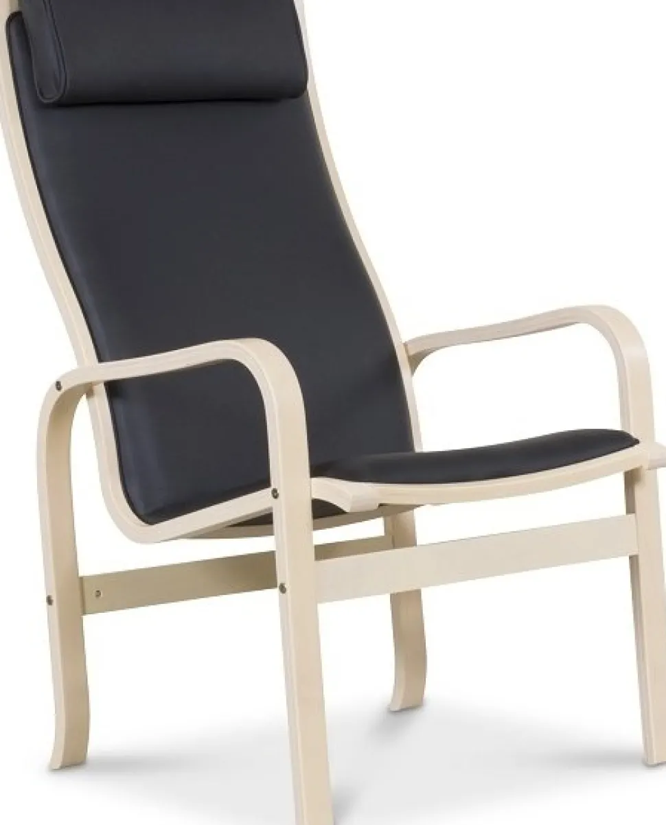 Frank fåtölj i svart läder - Vitpigmenterad bok + Fläckborttagare för möbler