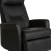 Frans reclinerfåtölj i svart skinn med gung och snurrfunktion