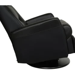 Frans reclinerfåtölj i svart skinn med gung och snurrfunktion